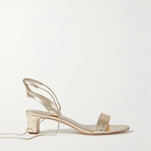 Loeffler Randall Jackie Metallic Crinkled-Leather Sandal